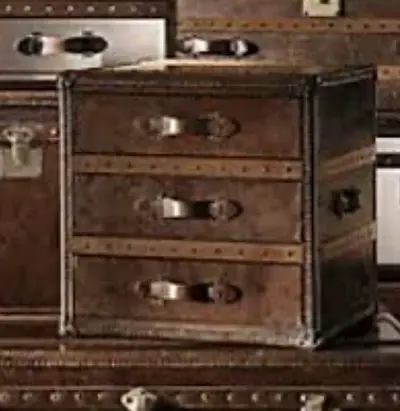 Timothy Oulton Genuine Leather Trunk Drawers 2X Nightstands