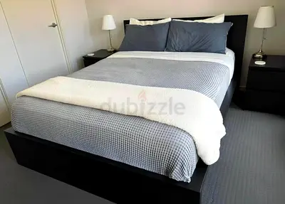 IKEA Black MALM Queen Storage Bed with IKEA Mattress 160 x 200 cm