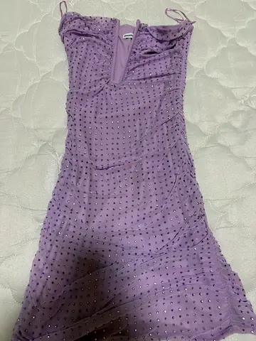 Lavender sleeveless beaded evening dress, size S