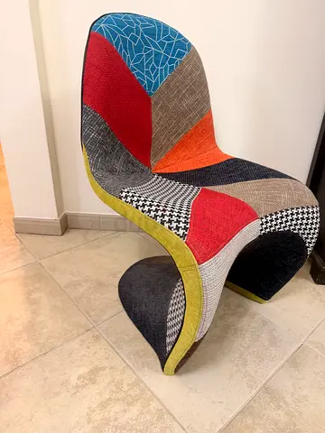 Patchwork Curved Accent Chair - Colorful Upholstered Design