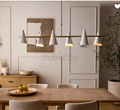 West Elm 54 Sculptural Cone Linear Chandelier - Antique Brass, Brand New in Box