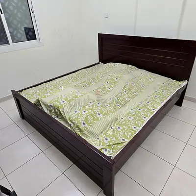 Dark Wood Bed Frame with High Headboard