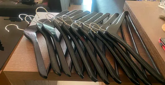 IKEA BUMERANG Set of 10 Black Wooden Clothes Hangers -