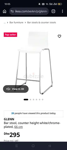 3 x White counter-height bar stool (GLENN style) - good condition