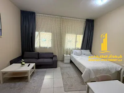 Luxury studio, first occupancy, fully furnished with a separate kitchen ✨ Ajman, Al Jurf Complex. For monthly rent.