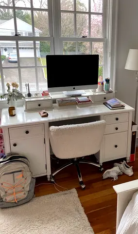 White study desk with chair