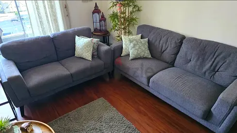 Grey 2  3 -piece Fabric Sofa Set — Good Condition