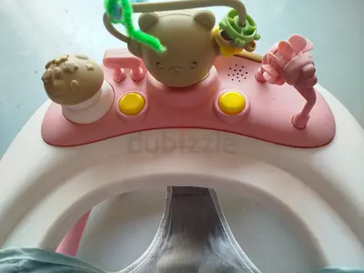 Pink Baby Walker Activity Seat with Toys - Good Condition.