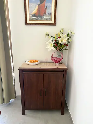Solid Wood Nightstand / Small Cabinet in Dark Brown - Good Condition
