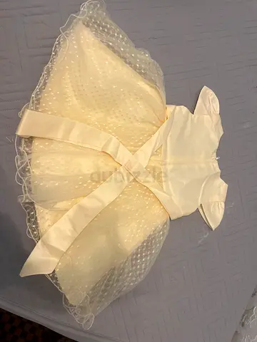 Cream formal baby girl dress with tulle skirt, NEW