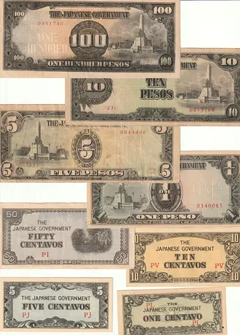 PHILIPPINES (JAPANESE INVASION) BANKNOTE SET 1943