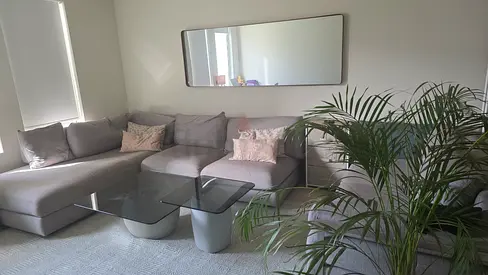 OLTA Light grey L-shaped fabric sectional sofa