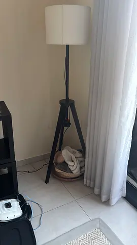 IKEA Black tripod floor lamp with fabric shade — good condition
