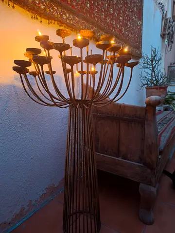 Tall Rustic Metal Multi-Arm Candle Holder / Candelabra (Outdoor)