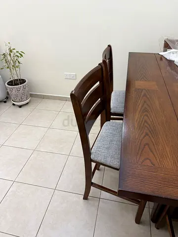 Solid Wood Dining Table with Upholstered Chairs
