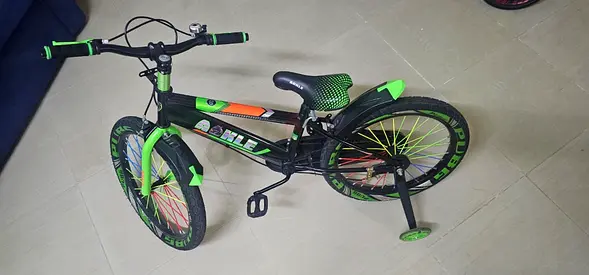 Kids 20-inch Bicycle with Training Wheels - Black  Green