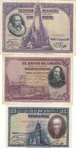 SPAIN CLASSIC BANKNOTE SET 1928