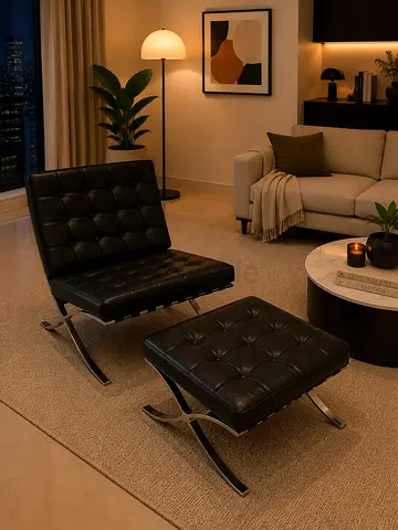 Real Leather 2 Relax Chair with stools
