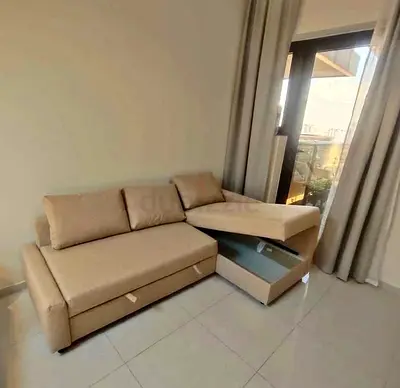 IKEA L Shape Sofa cum bed with big storage and you can fix the storage left or right anyside you wan