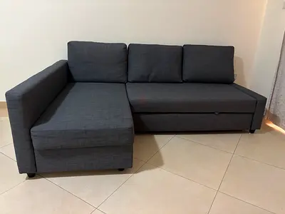 IKEA Grey L-shaped Fabric Sofa with storage