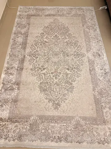 2 pcs - Classical brown and White Patterned cotton Area Rug - made in turkey/ Panhome