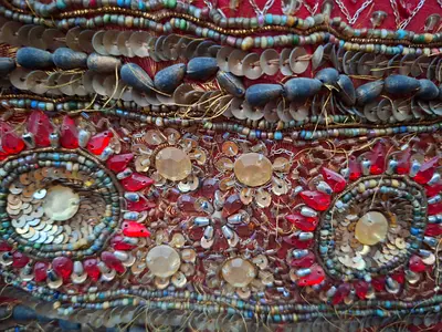 Decorative Hand Embroidered Wall Tapestry with Sequins and Bead Works