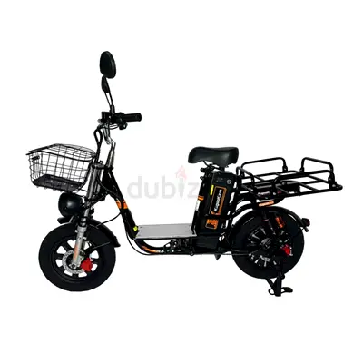 Electric Delivery Scooter with Front Basket and Rear Cargo Rack