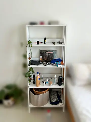 White 4-Tier Open Shelf Unit - Good Condition