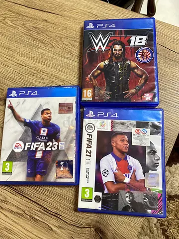 PS4 FIFA 23 + FIFA 21 + WWE 2K18 Bundle – Excellent Condition