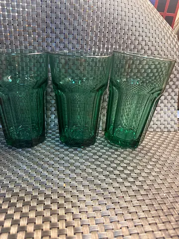 Set of 3 Green Tinted Glass Tumblers