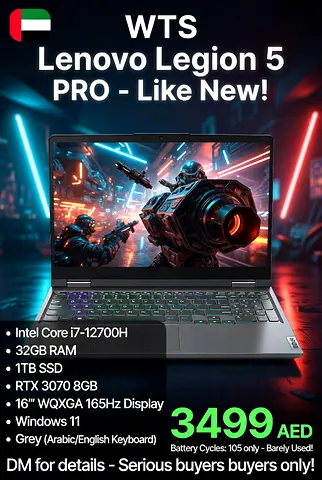 Lenovo Legion 5 Pro - Intel i7, RTX 3070, 32GB RAM, 1TB SSD (Like New)