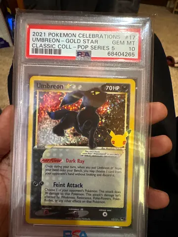 PSA GEM MT 10 2021 Pokemon Celebrations Umbreon Gold Star Classic Collection #117 - Graded Card