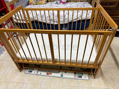 Mon Ami Wooden Baby Crib Swing TY-242 - Light Wood, Includes Mattress  Canopy