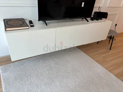 White floating TV cabinet / media console - modern, good condition tv unit ikea