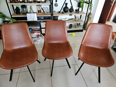 Leather style rotating dining chairs
