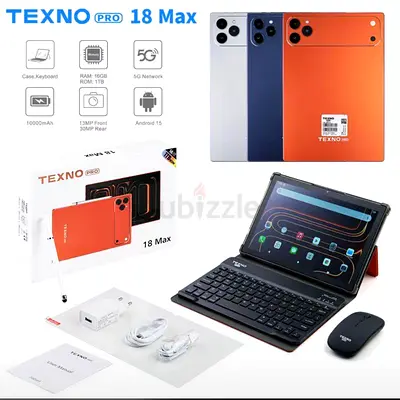 TEXNO Pro 18 Max Tablet - 16GB RAM, 1TB ROM, 10,000mAh, Keyboard  Mouse Included