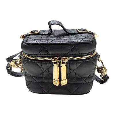 Authentic Lady Dior Micro Vanity Case Black Cannage Lambskin