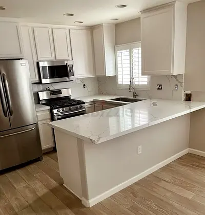 Luxury Custom Kitchen Island Table – Contemporary marble or porcelain Breakfast Bar Unit