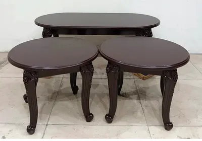Classic Dark Brown 3 Piece Coffee and Side Table Set