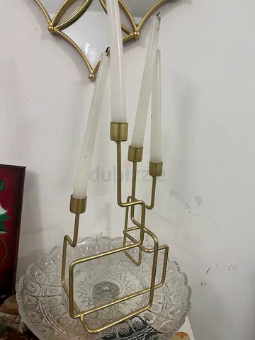 Modern Gold Candle Holder with Taper Candles