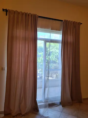 Beige Curtains with Sheer Liner and Rod size 150x290cm