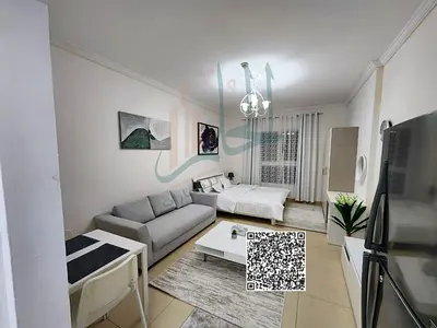 Fully furnished studio apartment for monthly rent in Yasmeen Towers, Ajman, located in a prime area