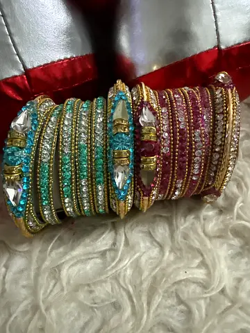 Decorative multi-color bangles set with stones