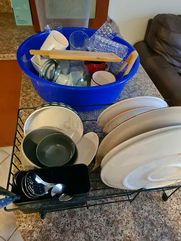 Metal Dish Rack and Assorted Kitchenware Set