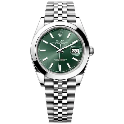 Rolex Oyster Perpetual Datejust Mens Watch - Green Dial, Stainless Steel
