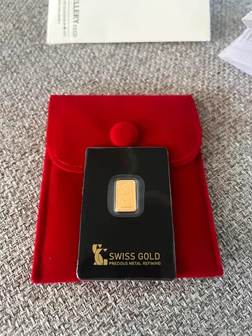 Swiss Gold Precious Metal Refining 1 G Bar. 24kt, Still in packaging with authenticity certificate