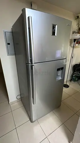 Samsung Large Refrigerator - Grey Stainless Steel - Good Condition