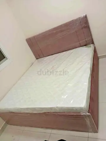 King Size Bed Frame with Headboard - Light Brown (New)