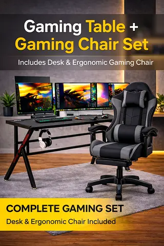 Gaming Table  Gaming Chair Set - Complete Gaming Set For Home  Office