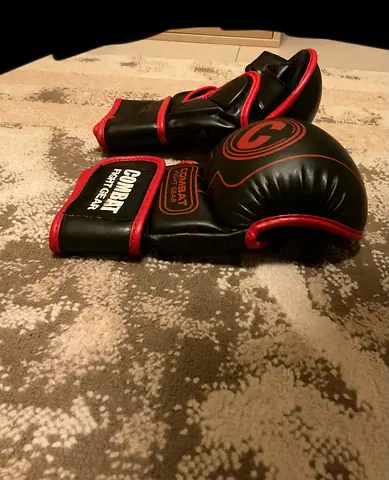 Combat Sports Boxing Gloves - Black  Red, Good Condition
